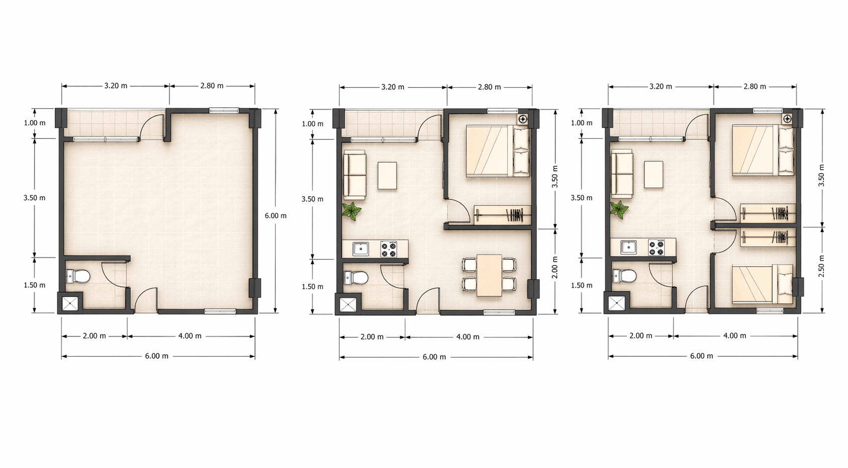 Denah Tipe 36 m²